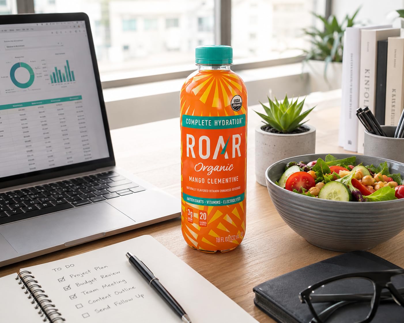 ROAR Georgia Peach bottle close-up conveying juicy stone-fruit refreshment
