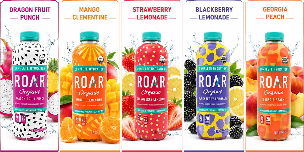ROAR Mango Clementine bottle close-up highlighting bright tropical flavor