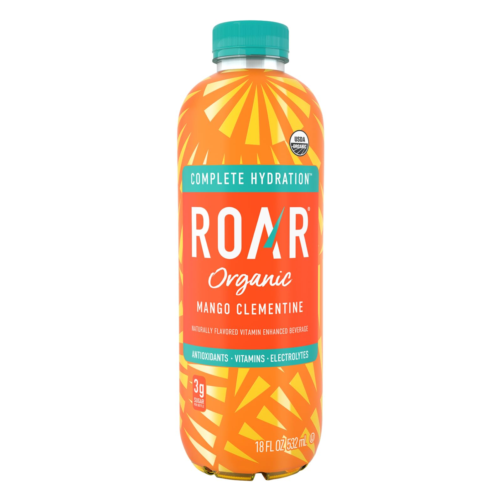 Roar Organic ingredients flatlay with coconut, mango and clementine pieces