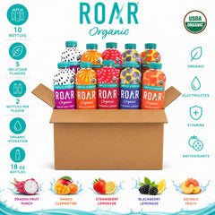 ROAR Strawberry Lemonade bottle close-up showing vibrant fruit appeal