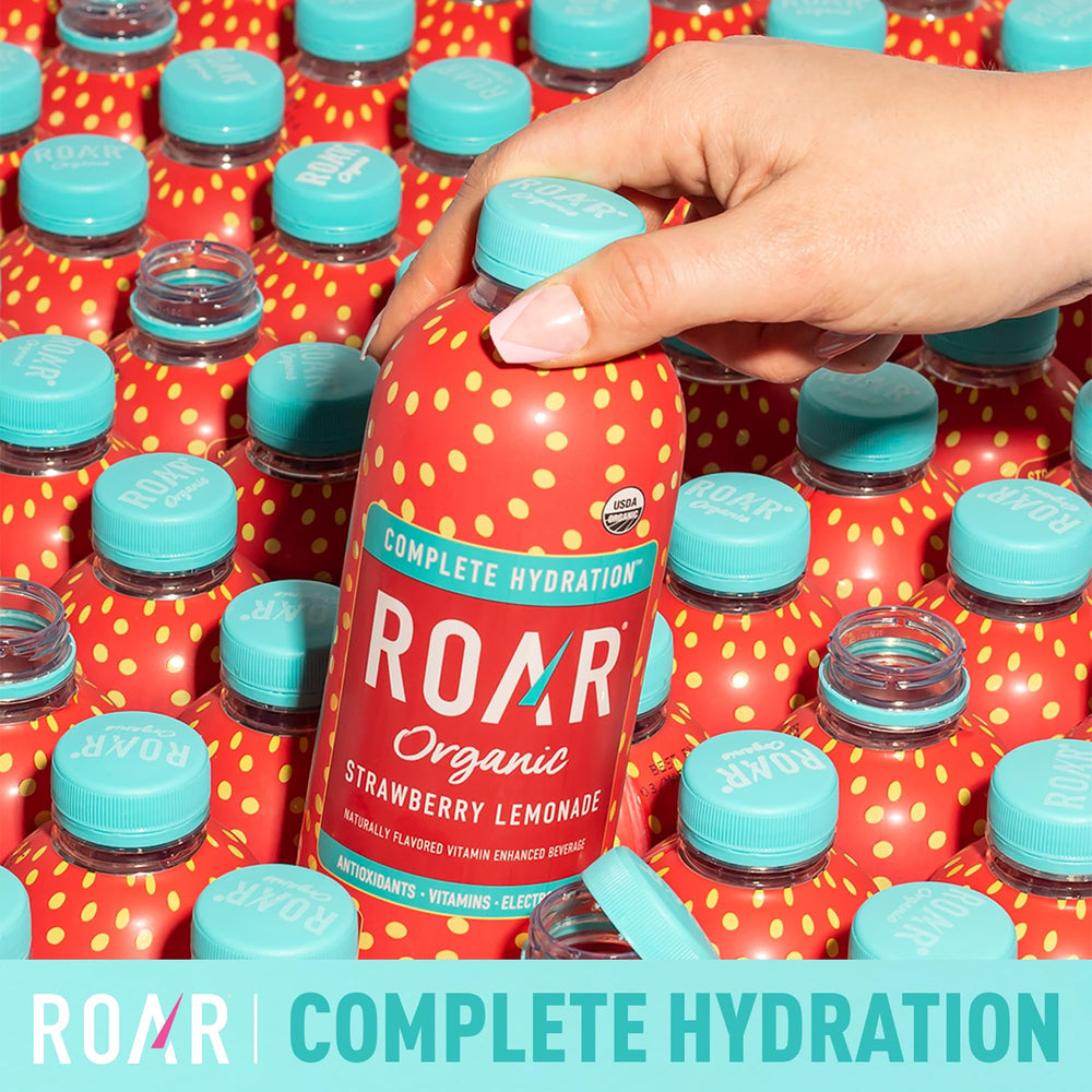 ROAR ingredient lineup with coconut water and sea salt emphasizing natural electrolyte sources
