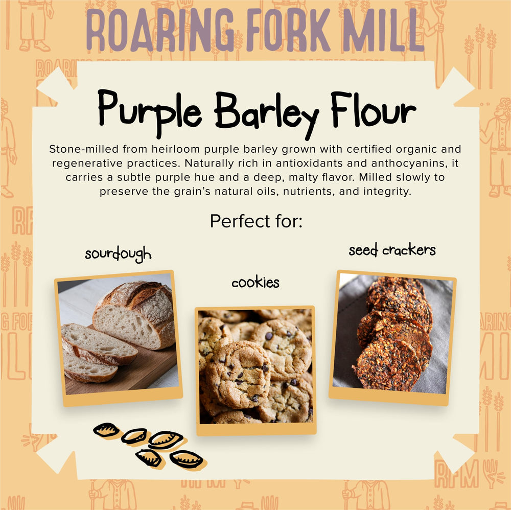 Roaring Fork Mill baked bread loaf with purple crumb showing color and rustic taste