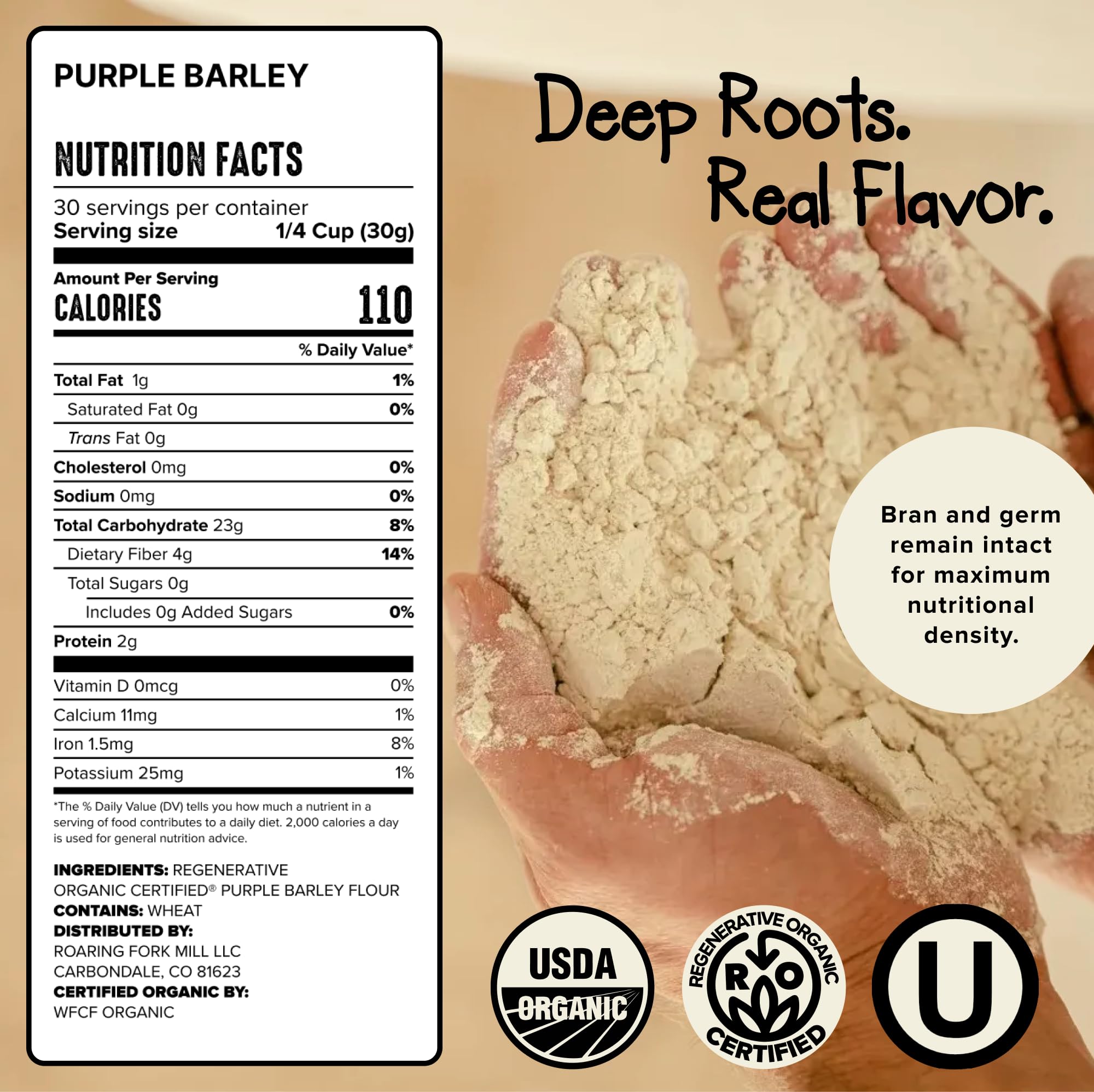 Roaring Fork Mill stone-milling close-up exposing heirloom grain texture and flavor