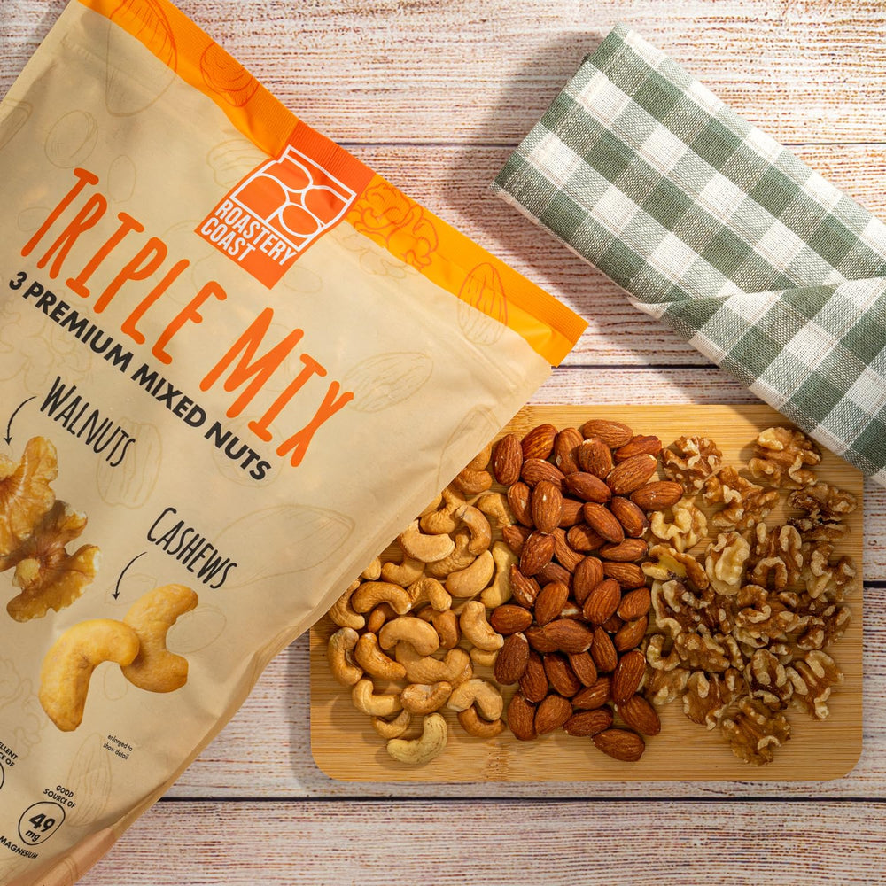 Roastery Coast almonds close-up highlighting crisp dry-roasted texture and taste