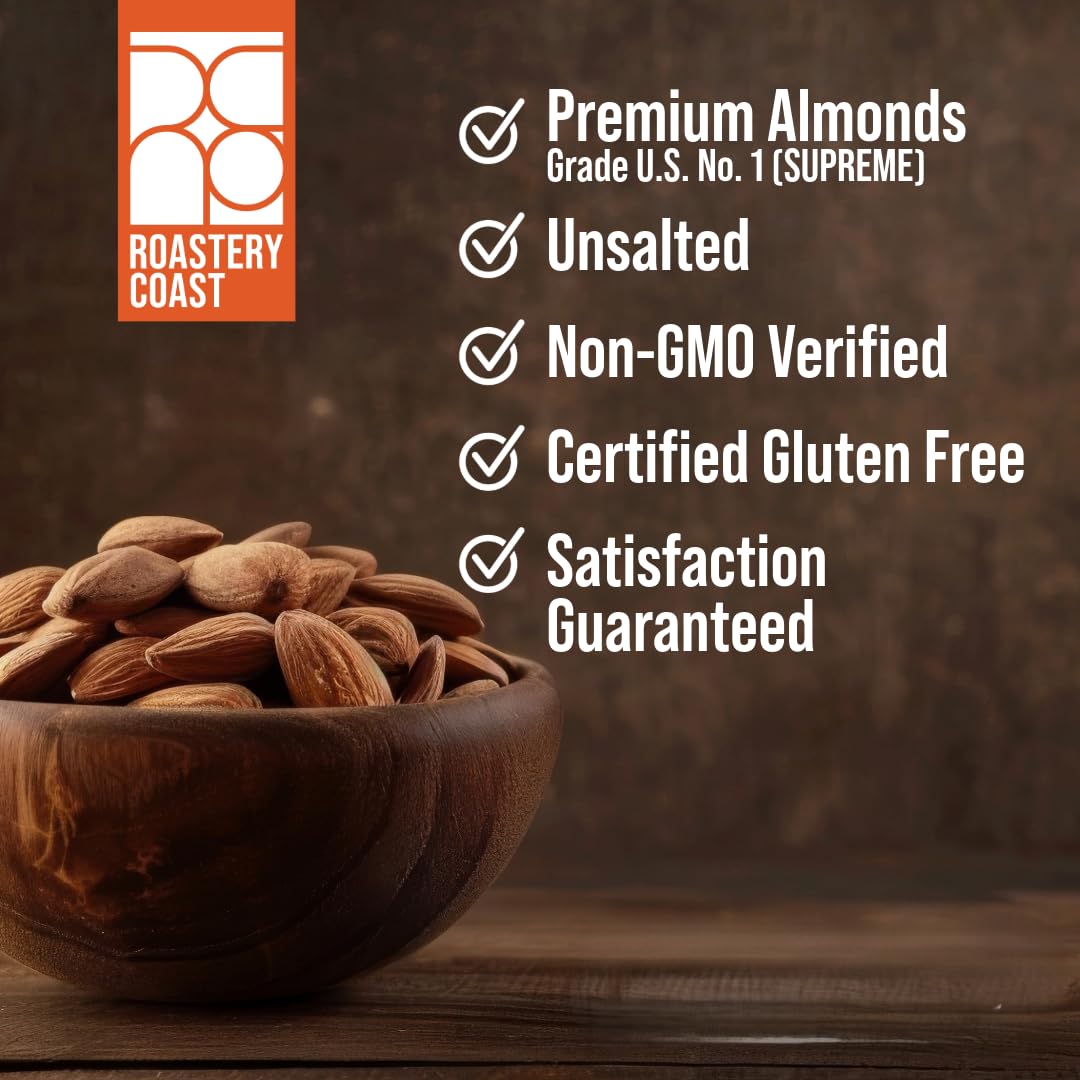Roastery Coast hand holding almonds to show size and portion