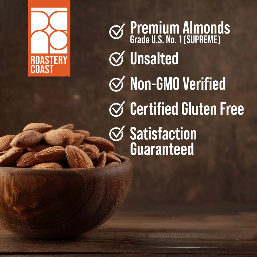 Roastery Coast hand holding almonds to show size and portion