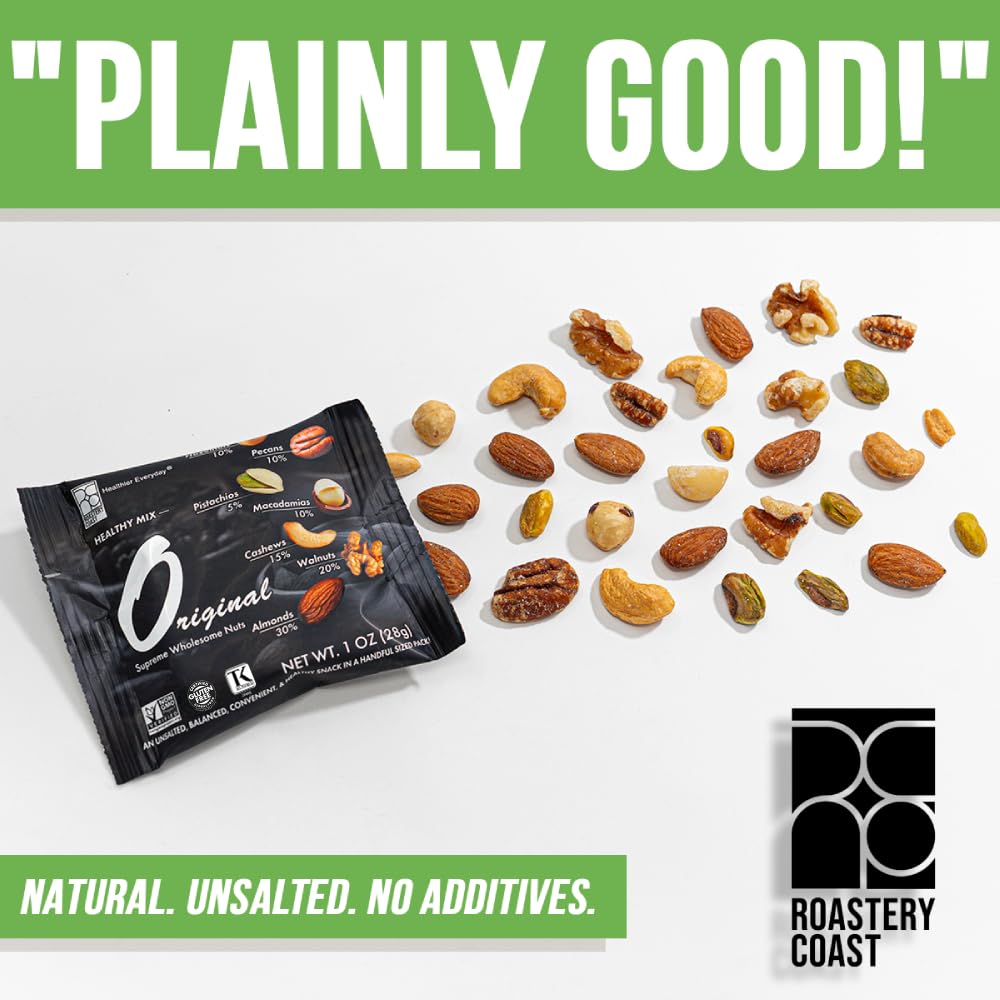 Roastery Coast seven-nut variety spread showing premium mix and balanced textures