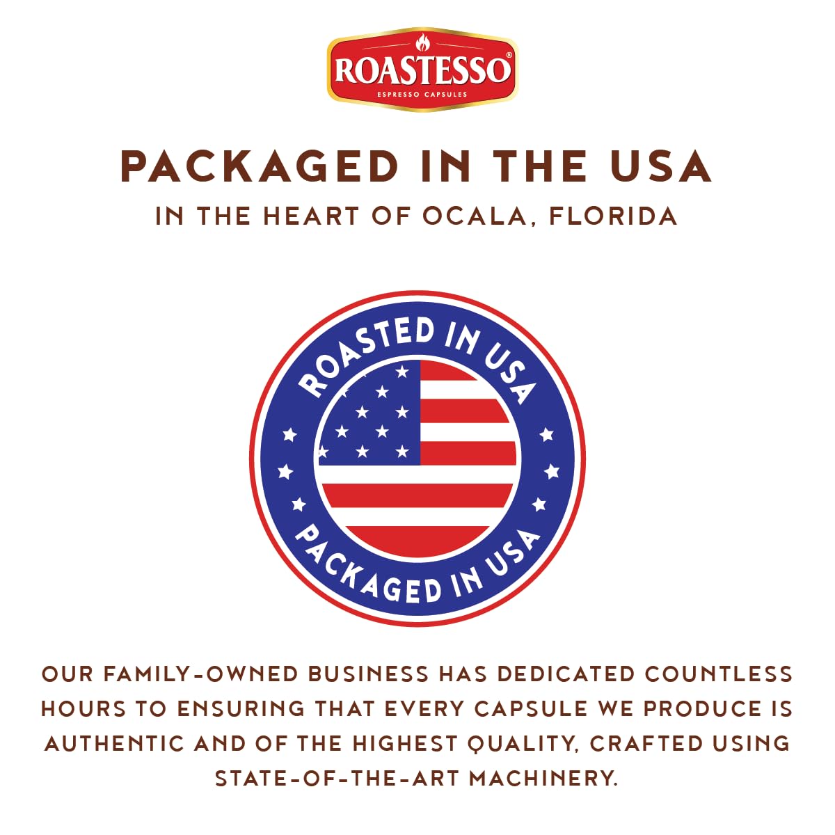 Roastesso ingredient label and roast info showing natural flavors and Arabica beans