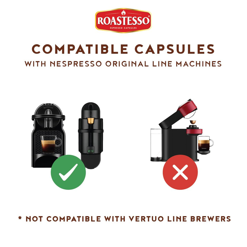 Roastesso capsule held in hand for scale showing compact, single-serve convenience