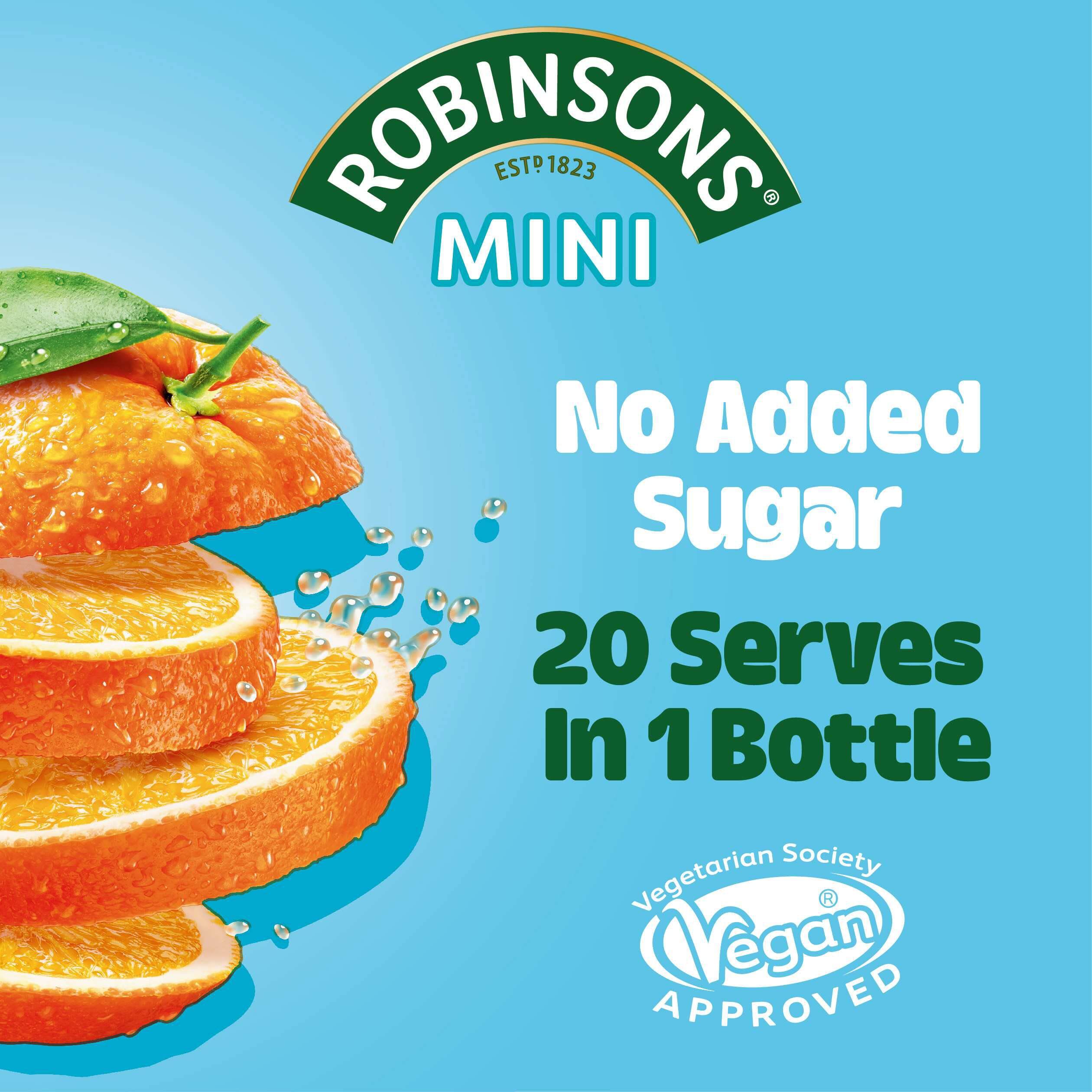 Robinsons Mini poured into bottle showing brand flavor boost for hydration