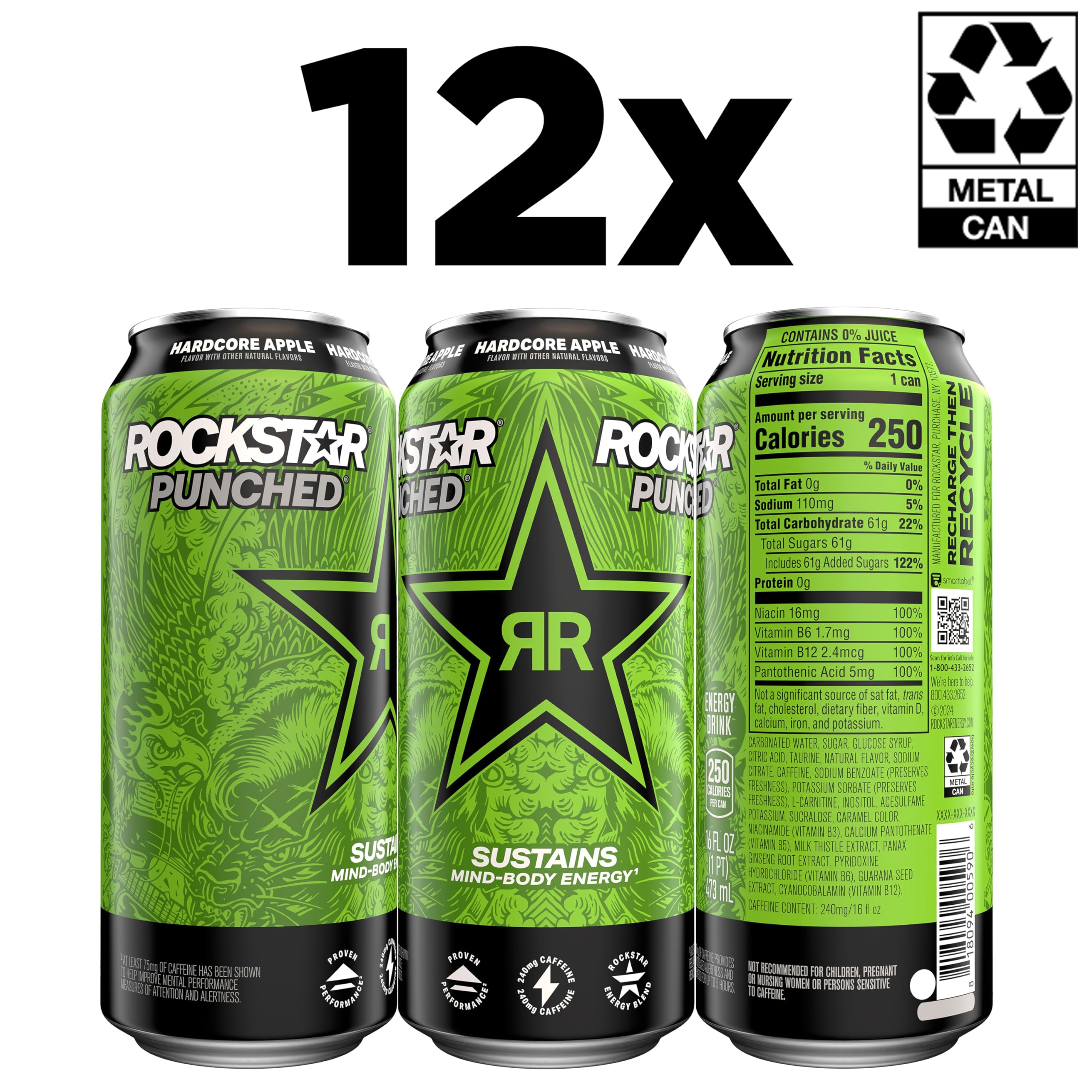 Rockstar can being poured into glass showing carbonation and refreshing appeal
