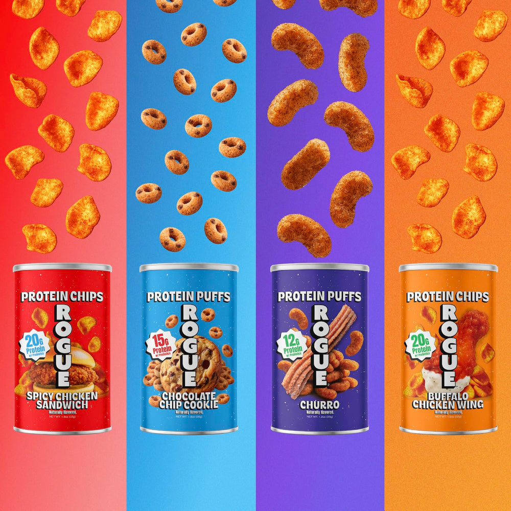 Rogue Snacks pack next to hand to show single-serve size and portability