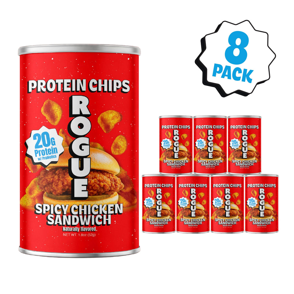 Rogue Snacks open pouch with chips visible for grab-and-go convenience