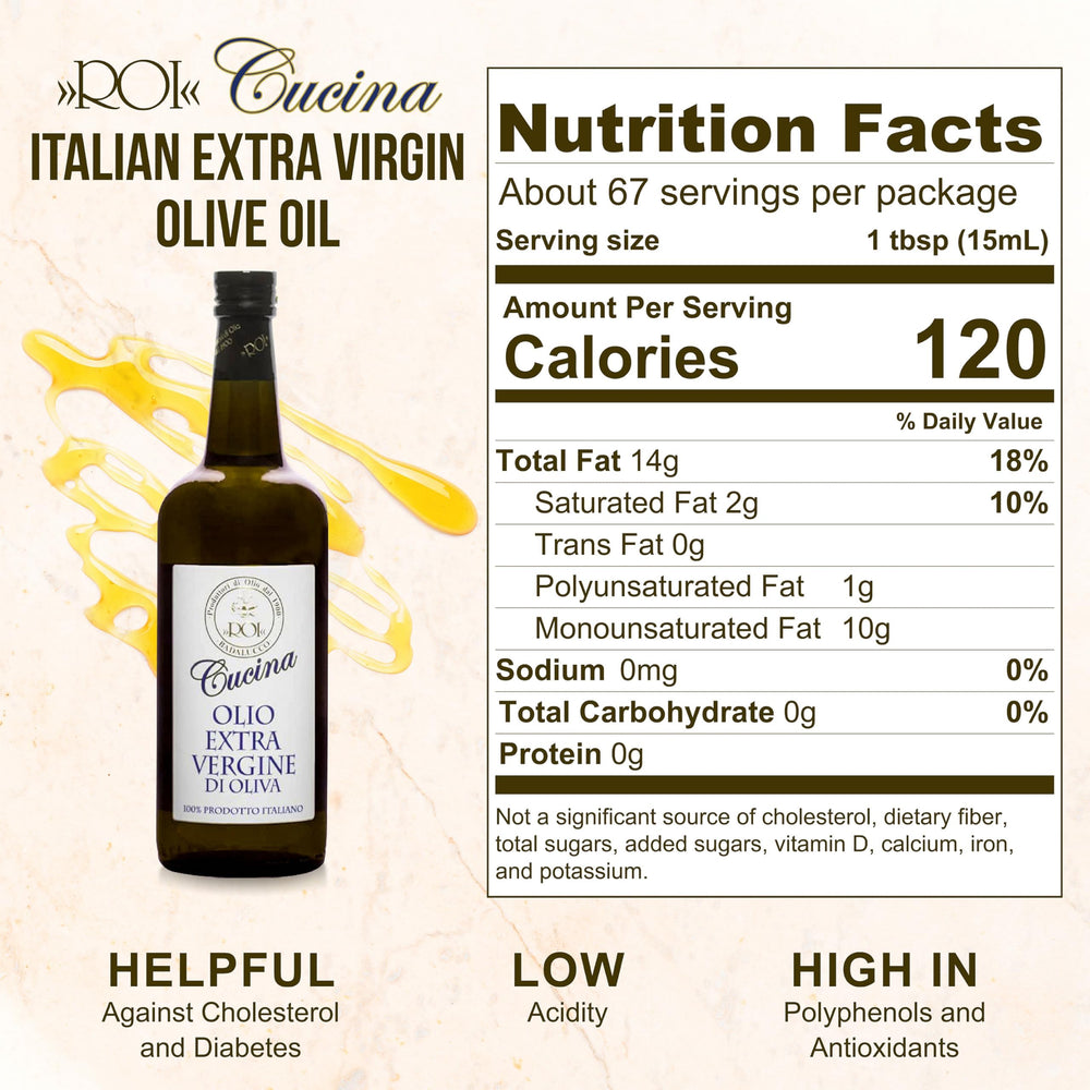 ROI Cucina Ligurian bottle closeup highlighting golden green color and smooth texture benefit