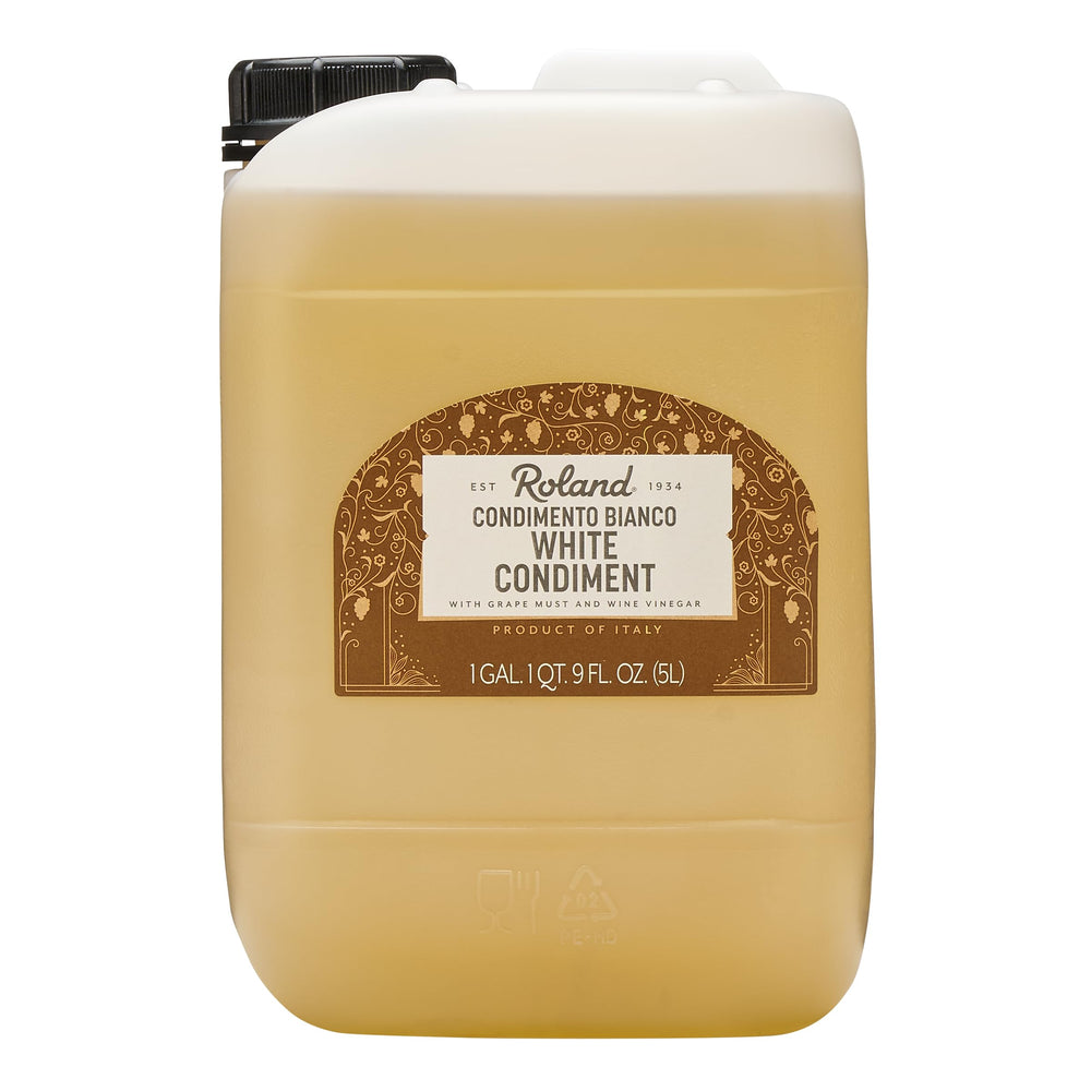 Roland Foods Condimento Bianco jug front view showing product and branding benefit
