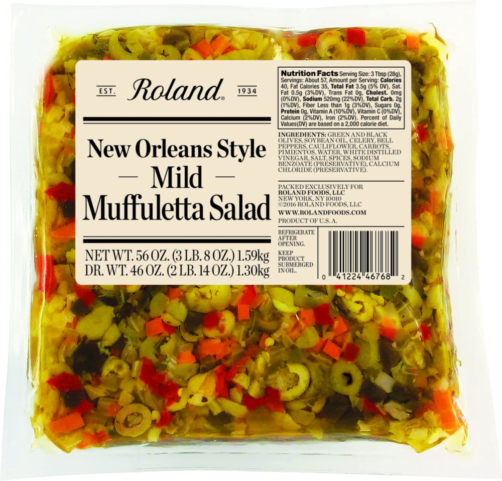 Roland Foods front packaging showing 56-ounce pouch and branding benefit convenience