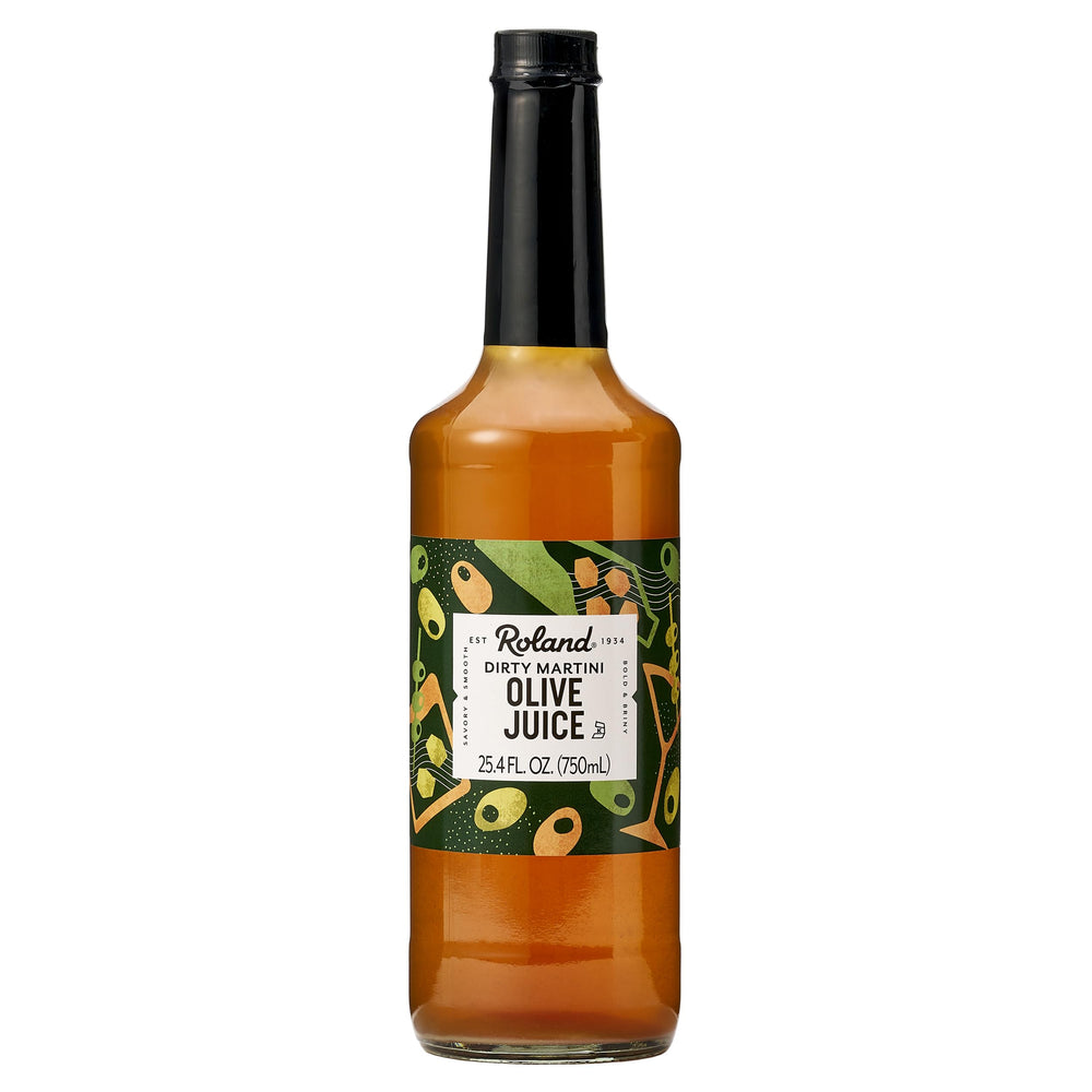 Roland Foods bottle front view showing label and serving suggestion, convenient mixing