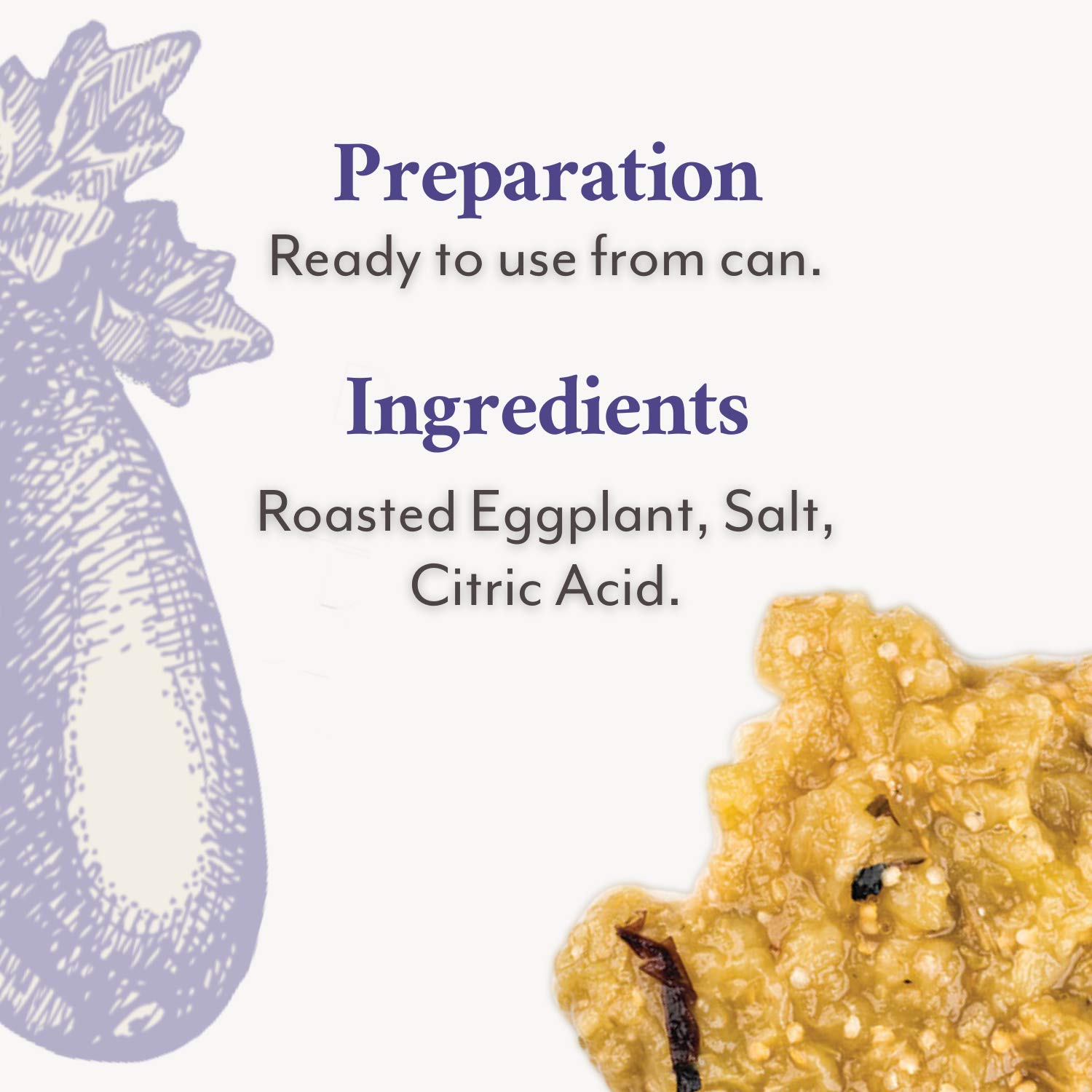Roland Foods puree staged with eggplant and herbs to show ingredients and flavor pairing