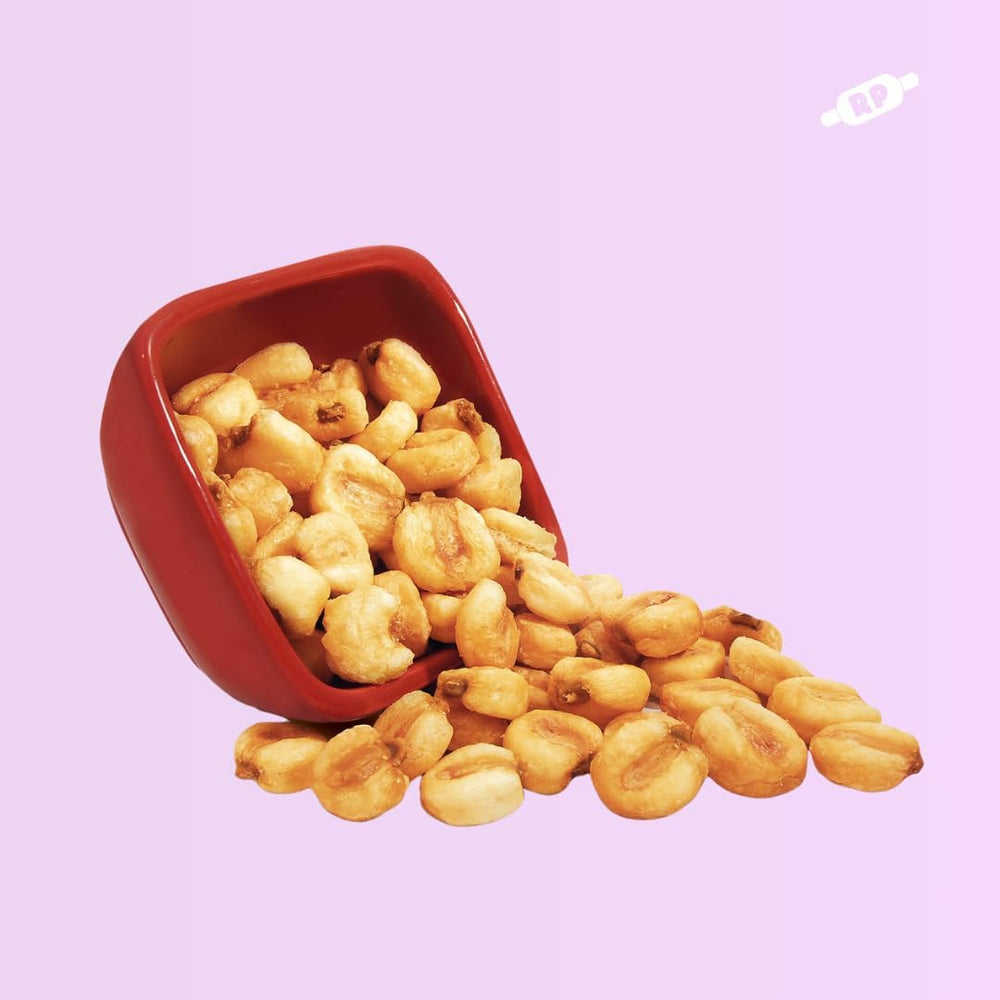 Rolling Pin flatlay of both bags and loose kernels to show pack contents and quantity