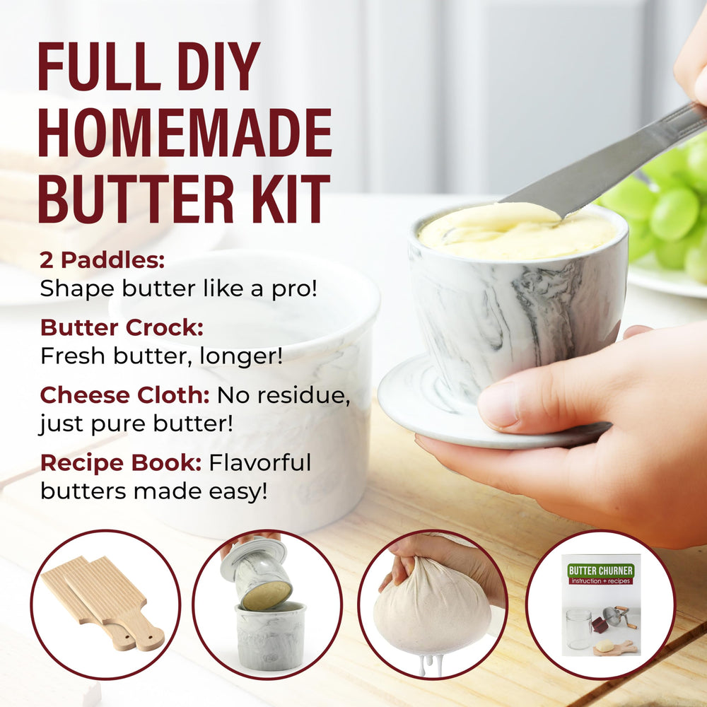 Roman Ventures churner in use inside mason jar producing fresh butter