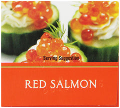 Romanoff close-up of red salmon roe texture, showing firm pop and glossy beads
