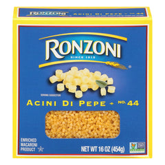 Ronzoni close up of acini di pepe beads, clear texture for soups
