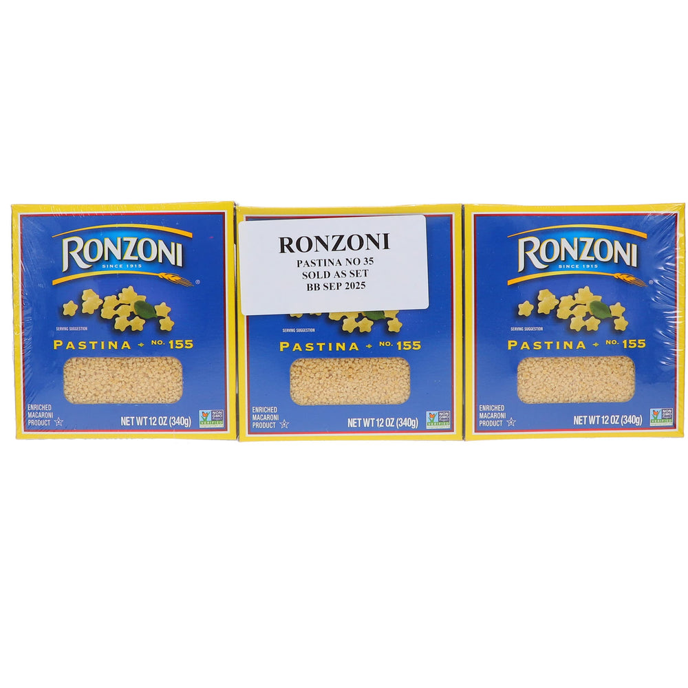 Ronzoni front-facing box showing pastina packaging and quick-cook benefit