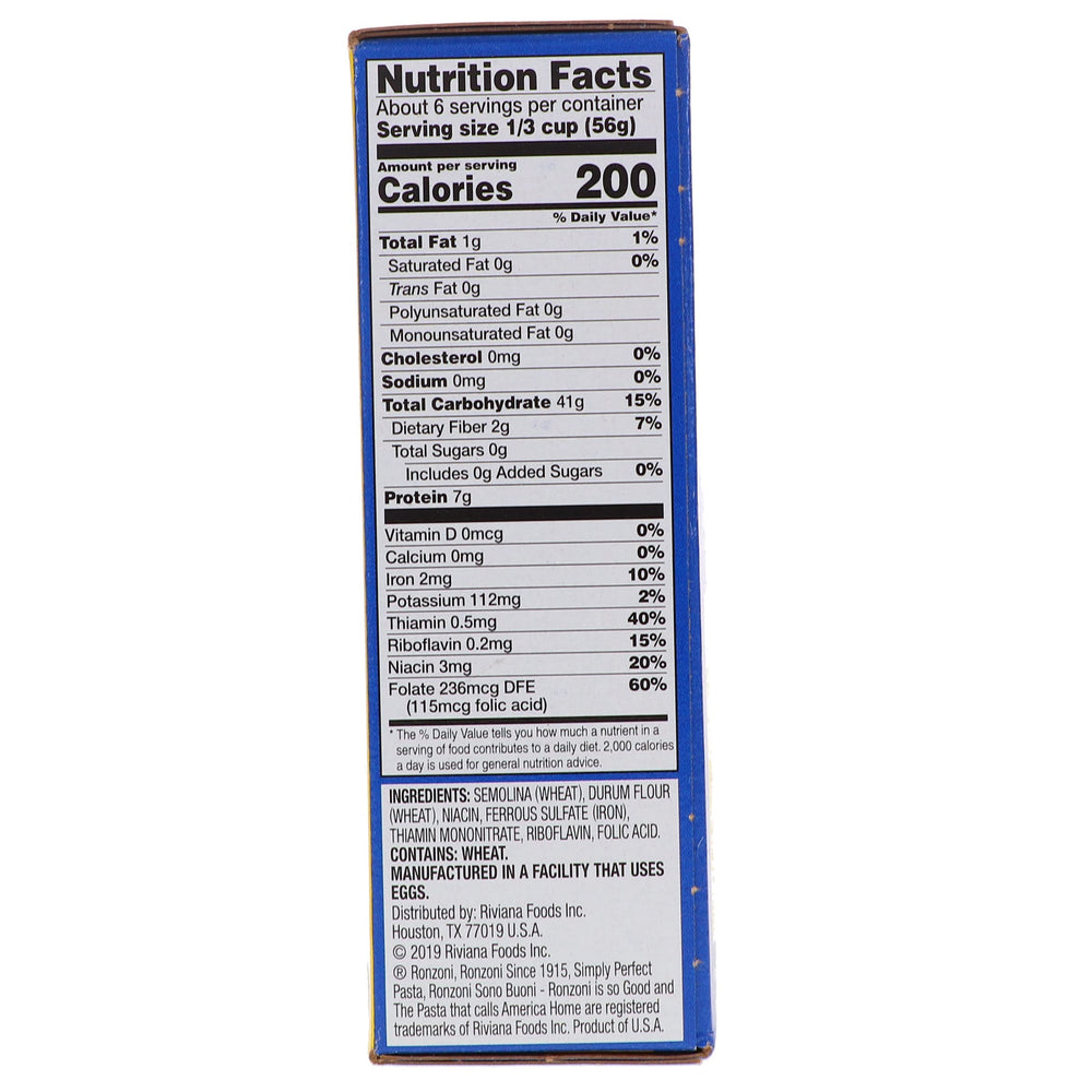 Ronzoni three-box pack beside measuring cup showing pantry quantity and value