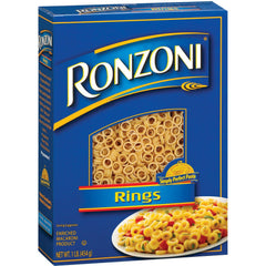Ronzoni front packaging showing product and non-GMO label, convenient 3-pack benefit