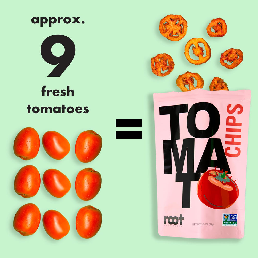 root brand chips in hand for scale showing single-serve 2.5 oz portion convenience