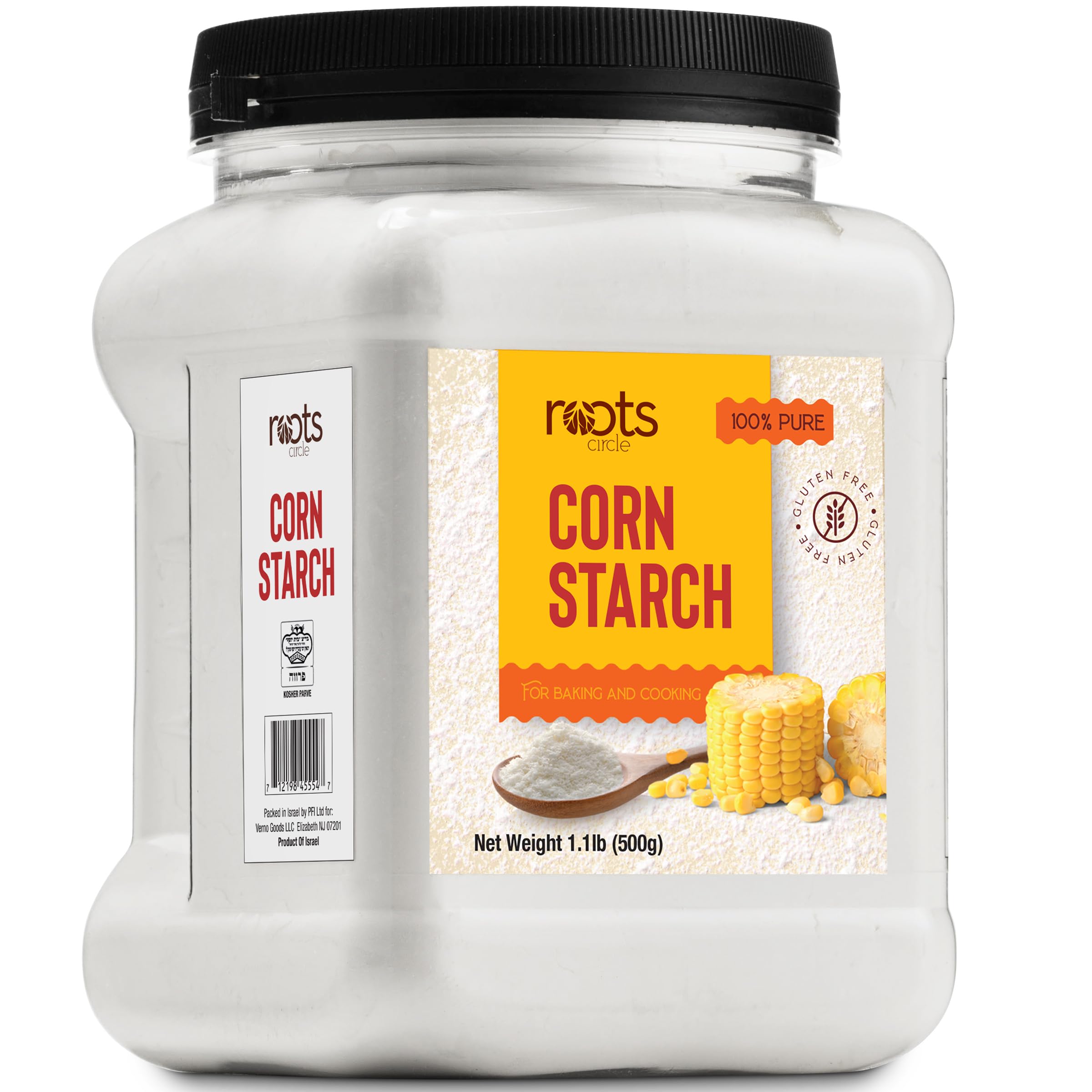 Roots Circle front packaging showing airtight 17.63 oz container and label benefit