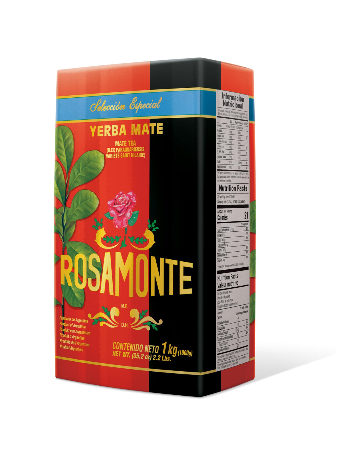 Rosamonte Especial front pack showing label and hard-pack protection for freshness