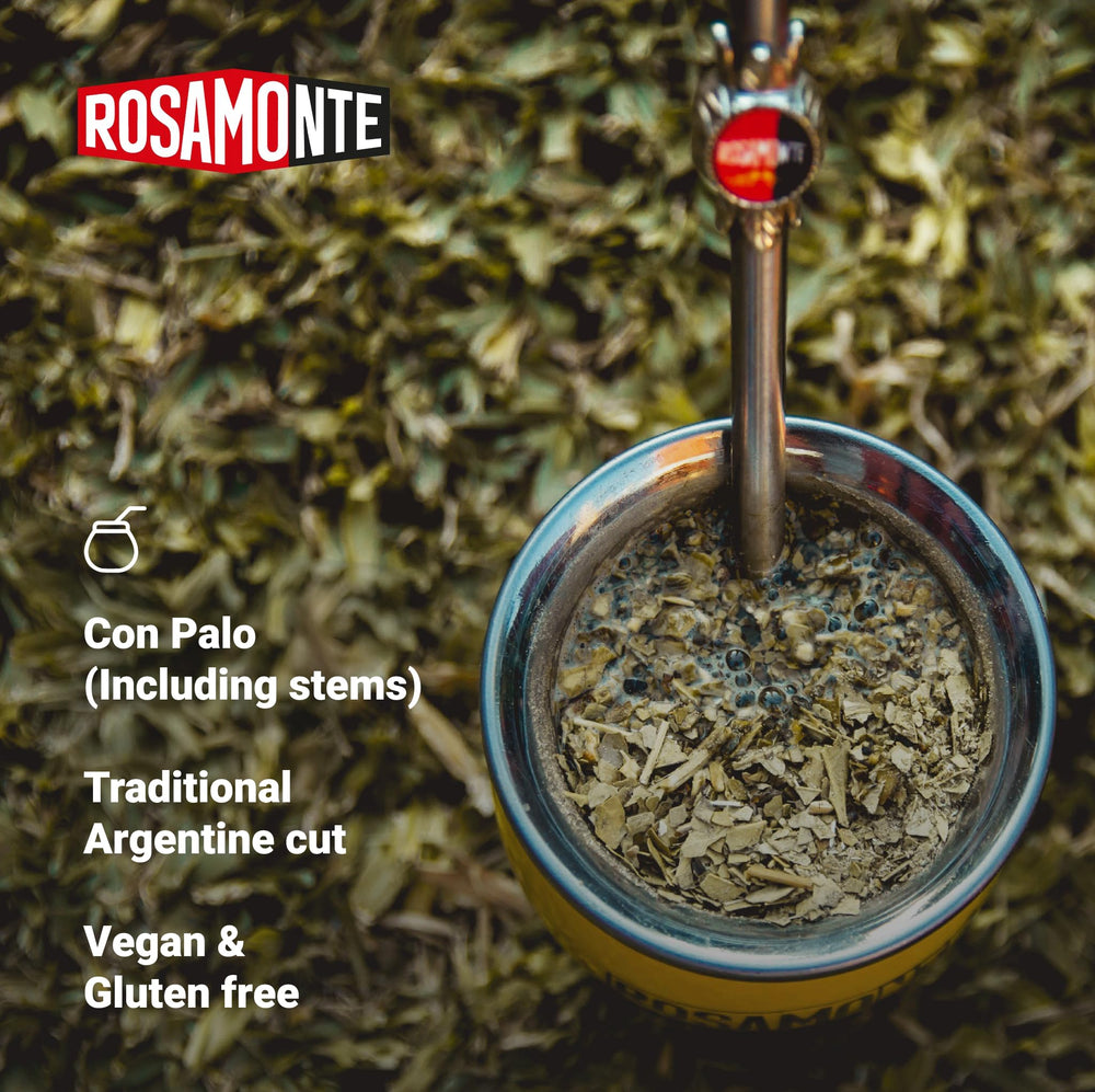 Rosamonte Especial open pack revealing dried leaves and stems for rich aroma