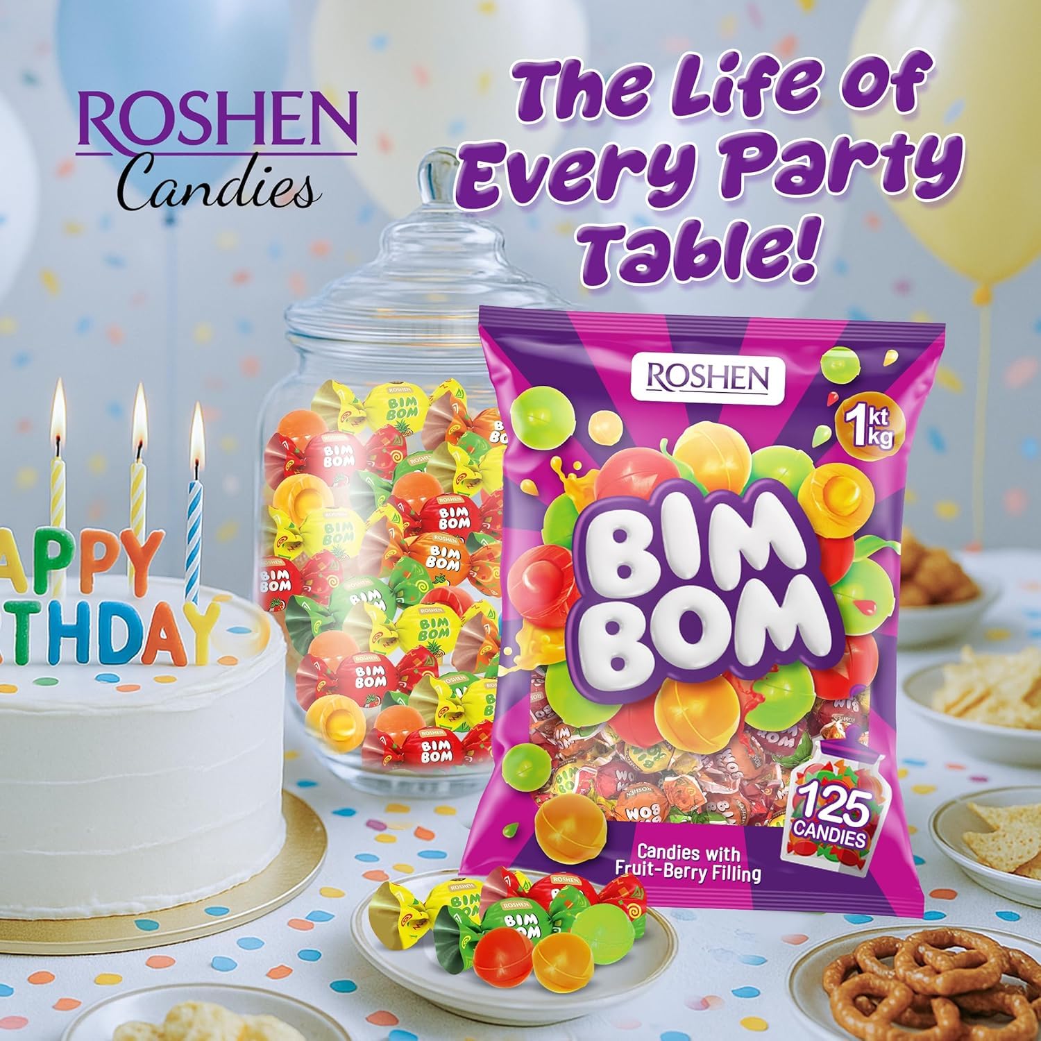 Hand holding Roshen candy bag to illustrate scale and generous 2.2 lb quantity