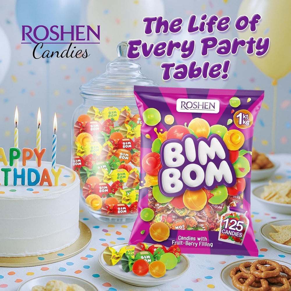 Hand holding Roshen candy bag to illustrate scale and generous 2.2 lb quantity