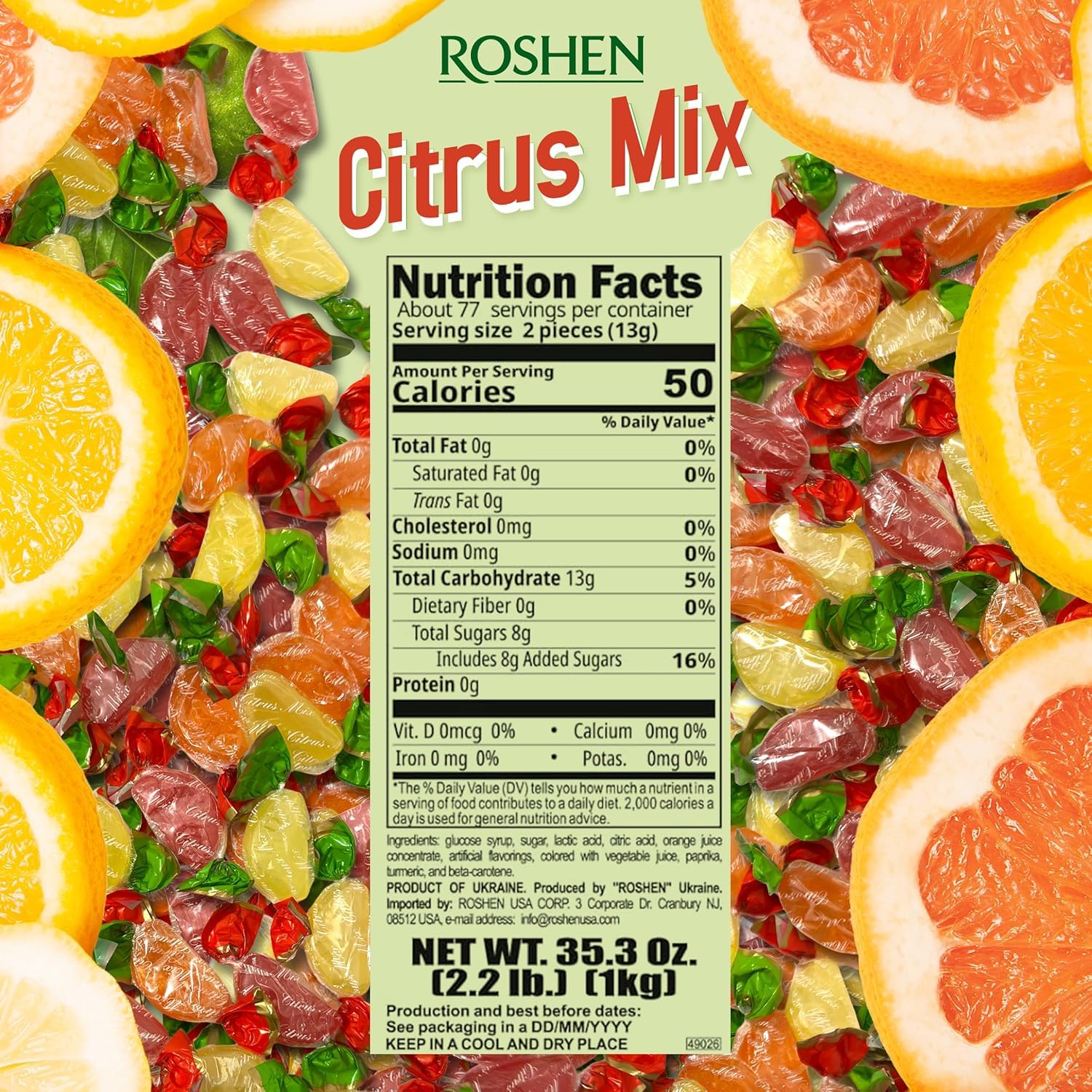 Roshen lemon candy close-up highlighting zesty appearance