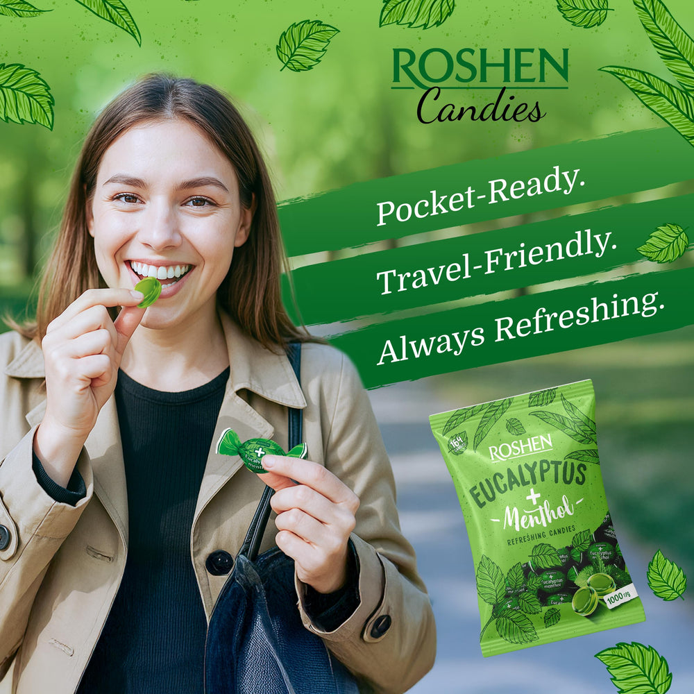 Roshen bowl of candies on office desk offering fresh breath option