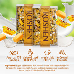 Roshen Korivka open piece revealing creamy liquid filling benefit
