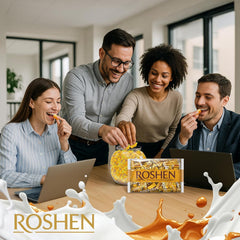 Roshen Korivka double-twist wrapper detail protecting freshness and preventing stickiness