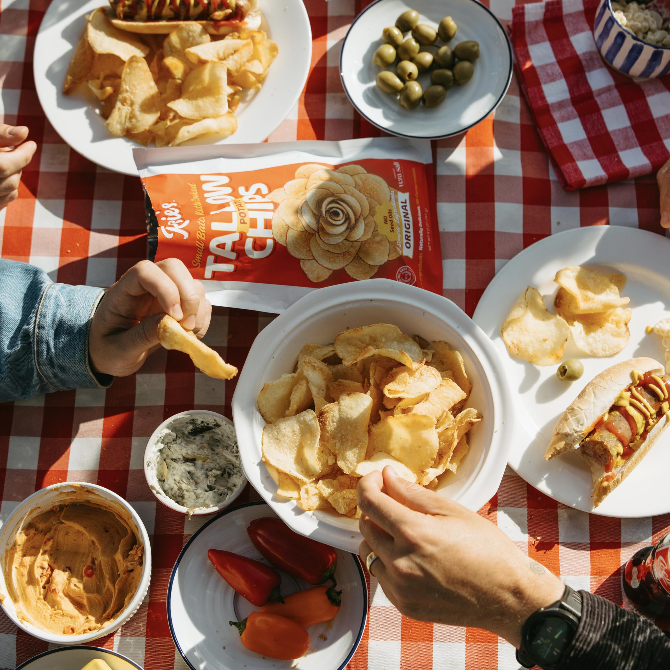 ROSIE'S CHIPS open bag revealing thick-cut chips for immediate snacking appeal