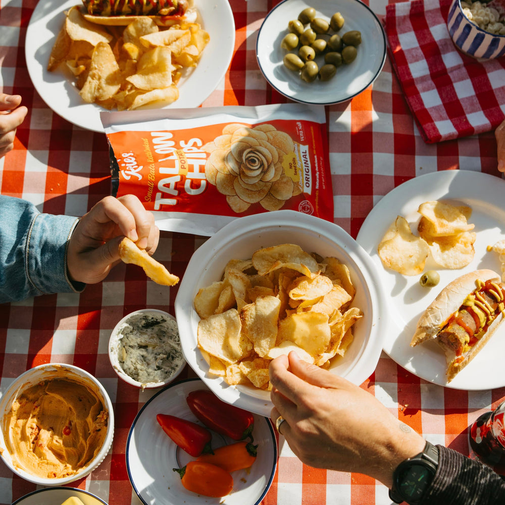 ROSIE'S CHIPS open bag revealing thick-cut chips for immediate snacking appeal