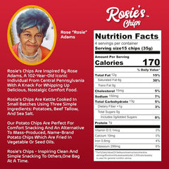 ROSIE'S CHIPS close-up of chip ridges highlighting crunchy kettle texture and savor