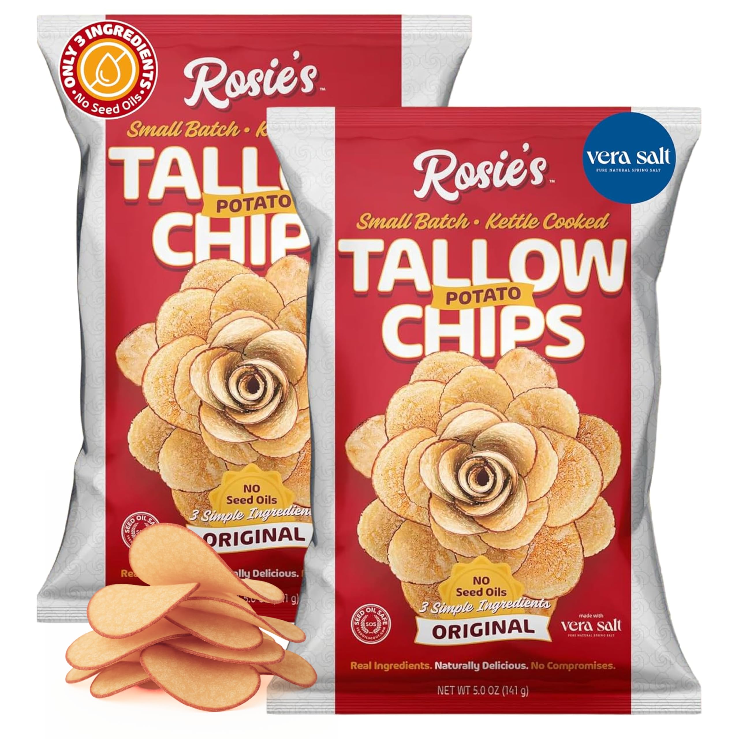ROSIE'S CHIPS front packaging showing 5oz two-pack and brand clarity for purchase