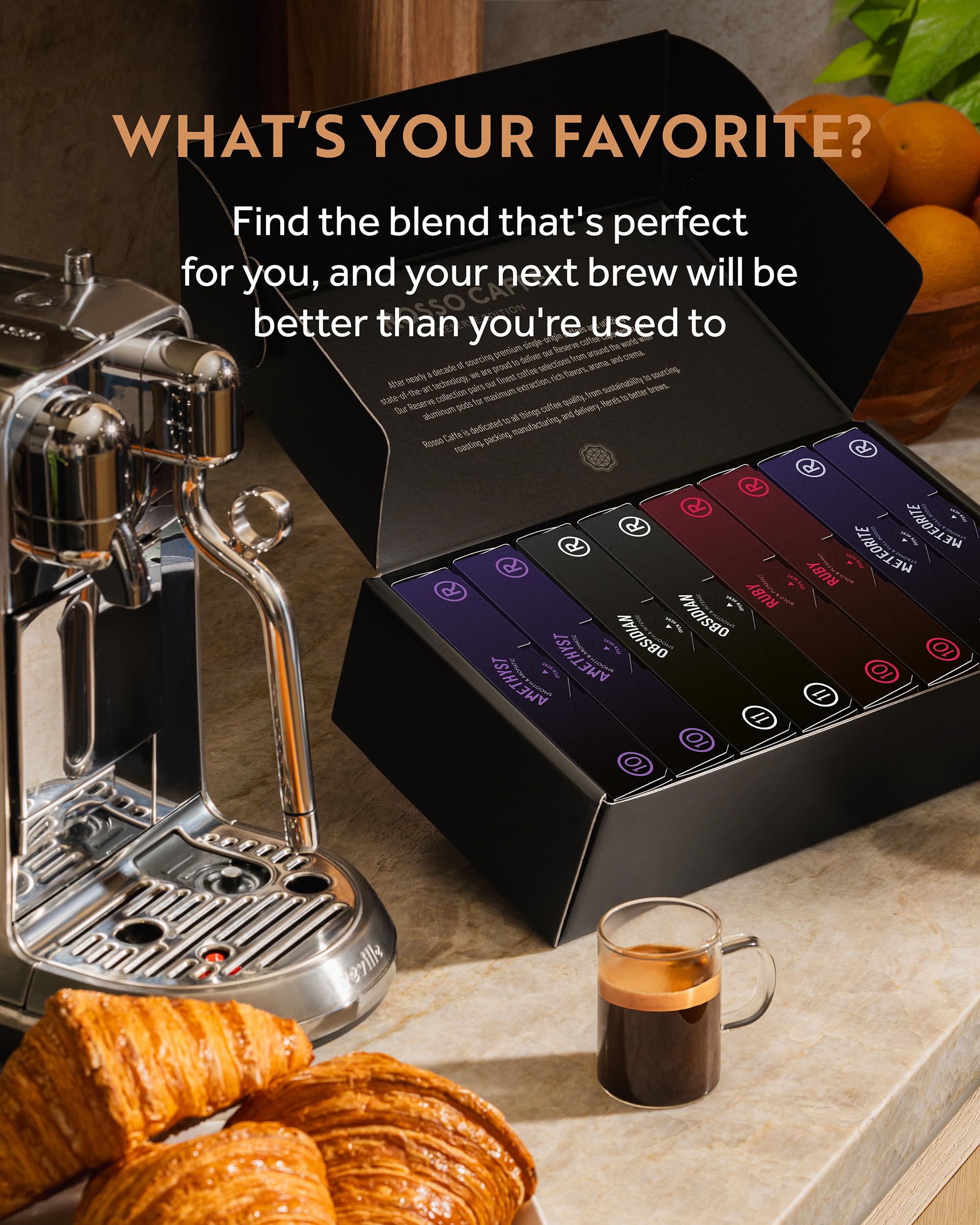 ROSSO CAFFÈ espresso shot with thick crema illustrating rich full-bodied taste in every cup