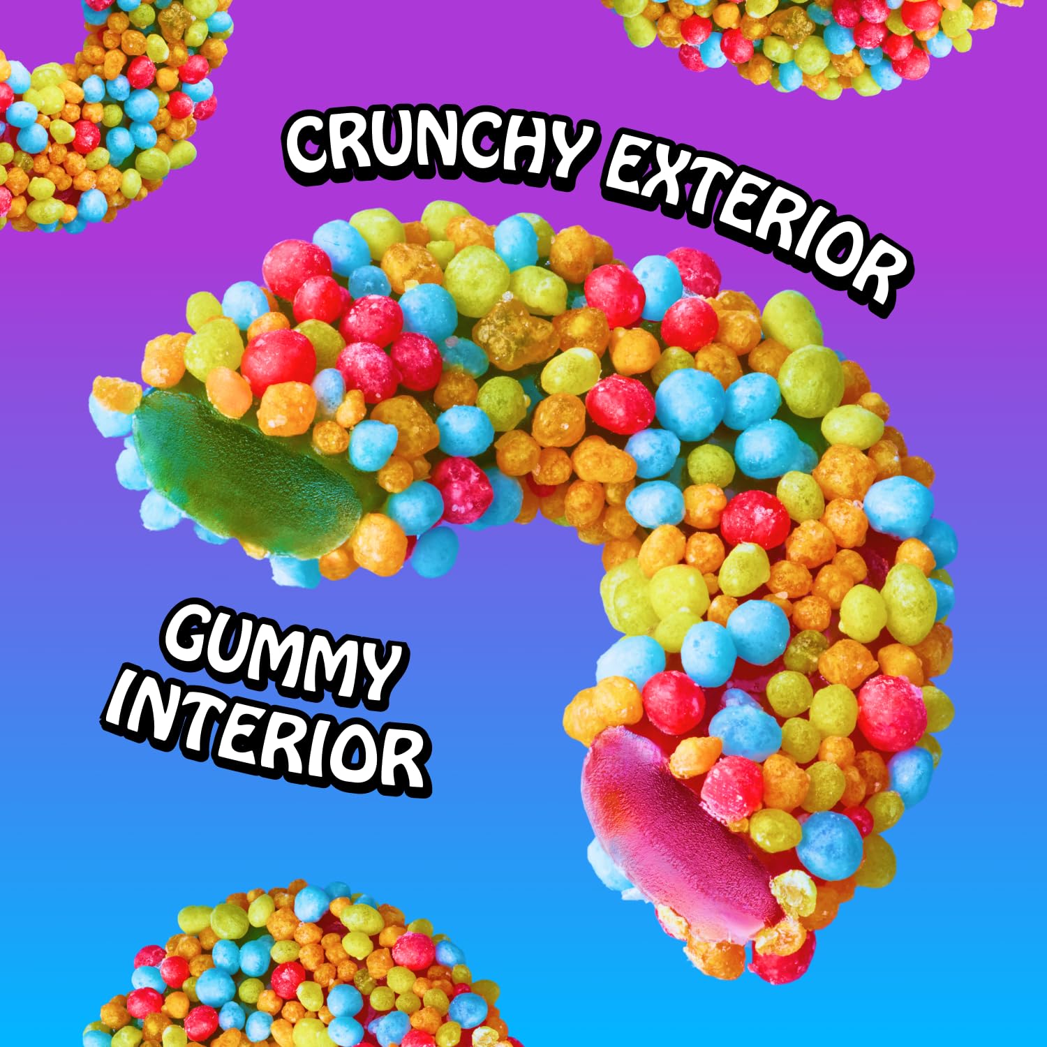 Rotten assorted Loopy Lime Scary Cherry Barfin Blue Raz gummies, bright flavors