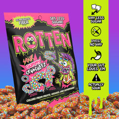 Rotten assortment of Loopy Lime, Scary Cherry, Barfin’ Blue Raz colorful flavors