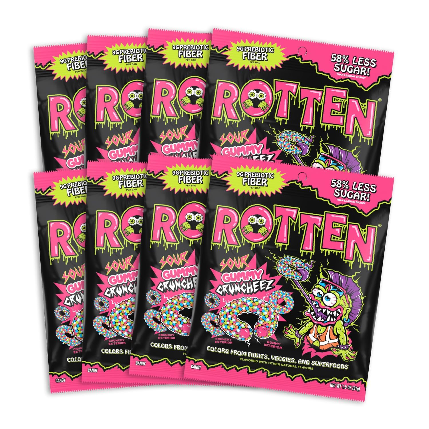 Rotten front packaging showing bold branding and flavors for easy identification