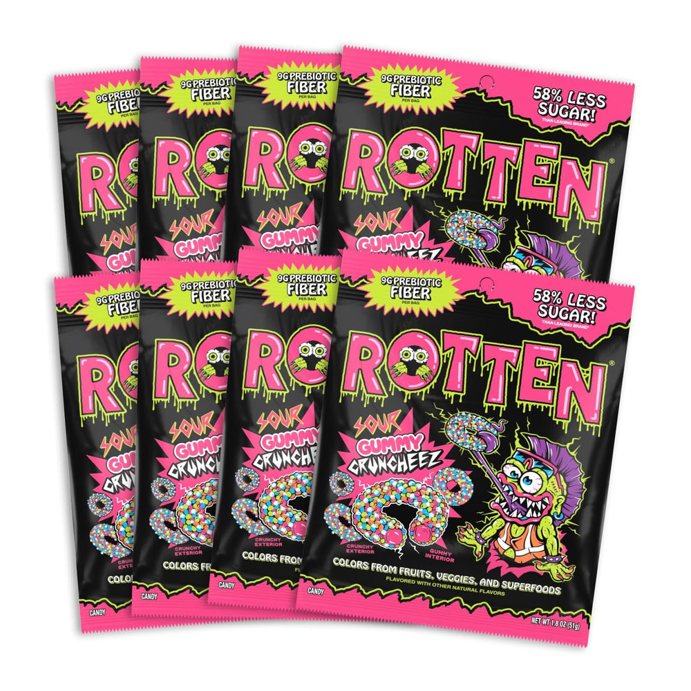 Rotten front packaging showing bold branding and flavors for easy identification