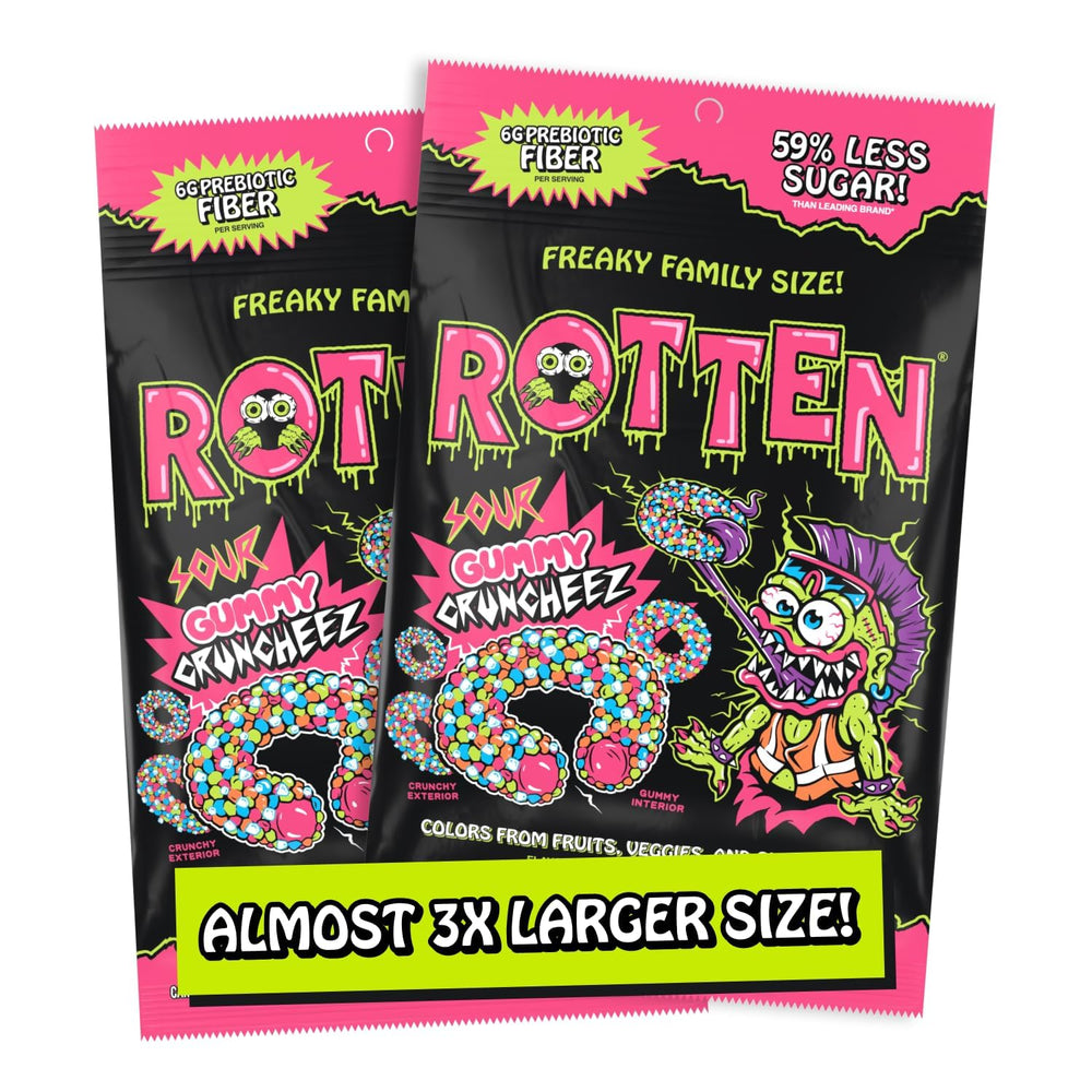 Rotten front packaging showing two 5.3 oz packs, clear branding and flavors