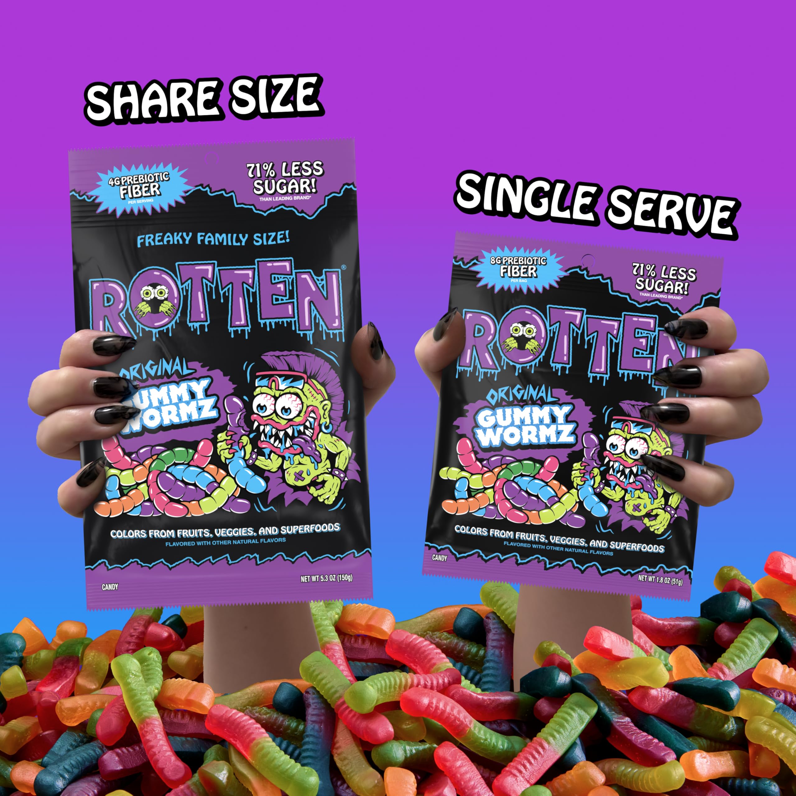 Rotten lifestyle tabletop snacking scene showing healthier candy option